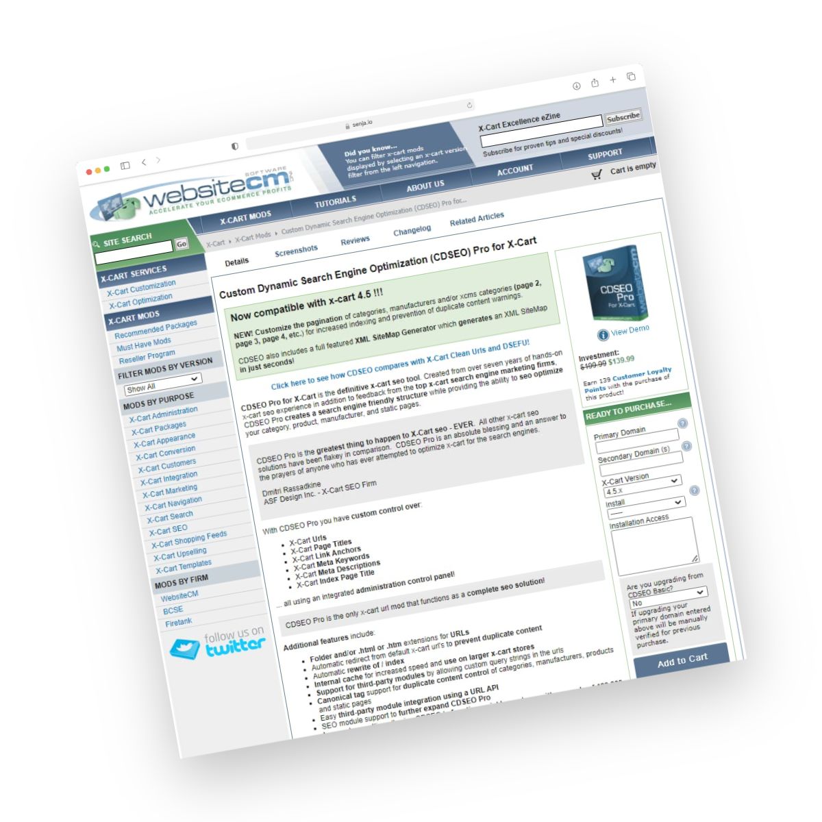 CDSEO for sale on WebsiteCM in 2008